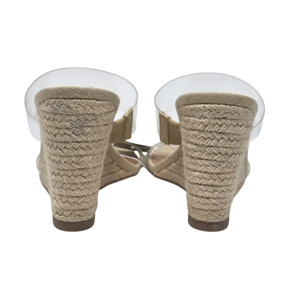 A New Day Womens Clear Strap‎ Espadrille Wedge Sandals Size 9.5 Beige - Picture 5 of 8